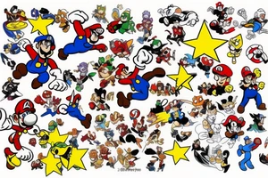 Super hero 90’s cartoon theme with mario tattoo idea