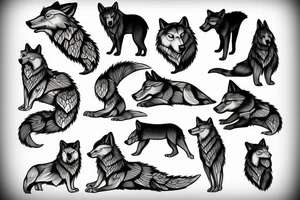 Wolf and bear tattoo idea