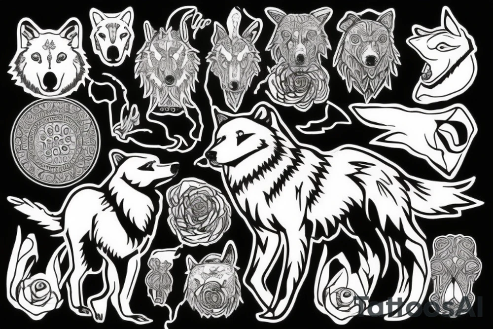 Wolf and bear tattoo idea