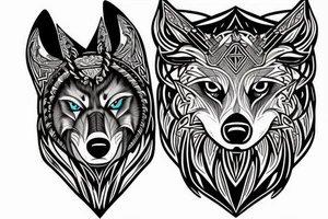 wolf head with Viking style tattoo idea