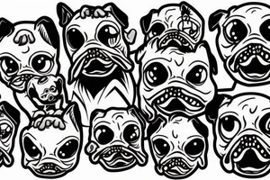 Zombie pug fighting tattoo idea