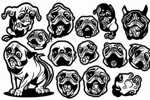 Zombie pug fighting tattoo idea