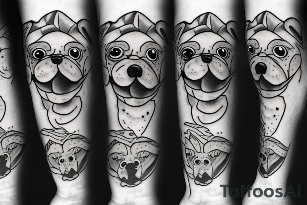 Ghost pug tattoo idea