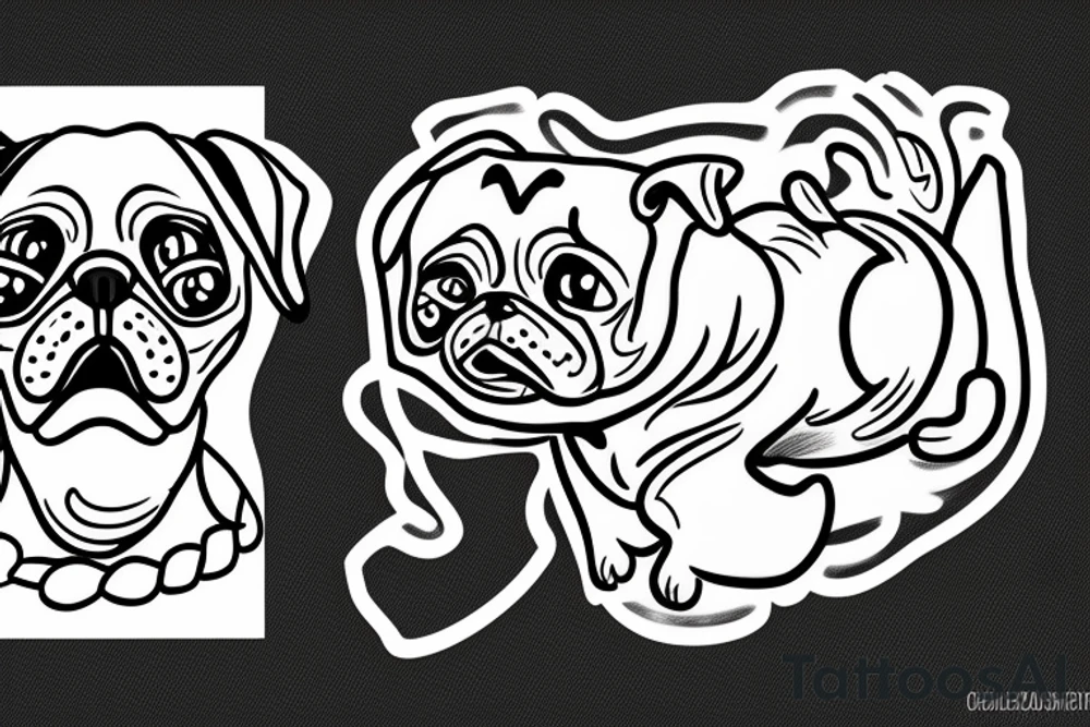 Ghost pug tattoo idea