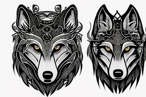 wolf head with Viking style tattoo idea