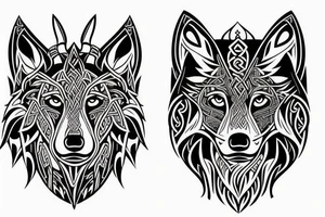 wolf head with Viking style tattoo idea