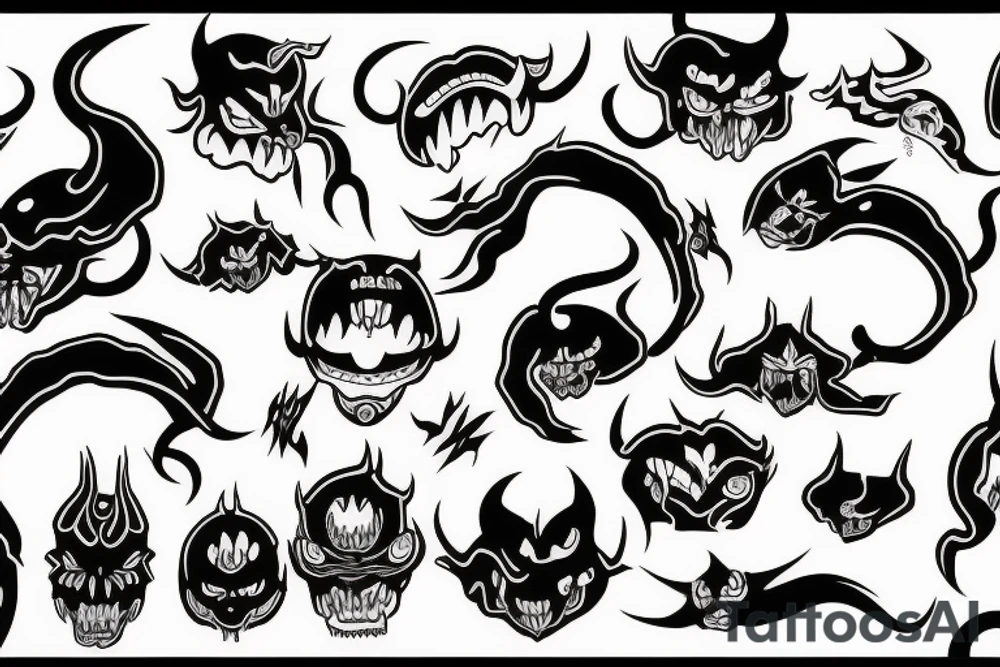 black japaness demon tattoo idea