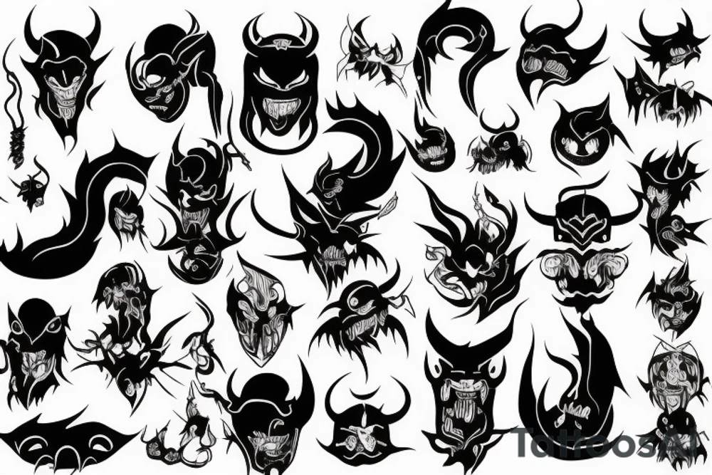 black japaness demon tattoo idea