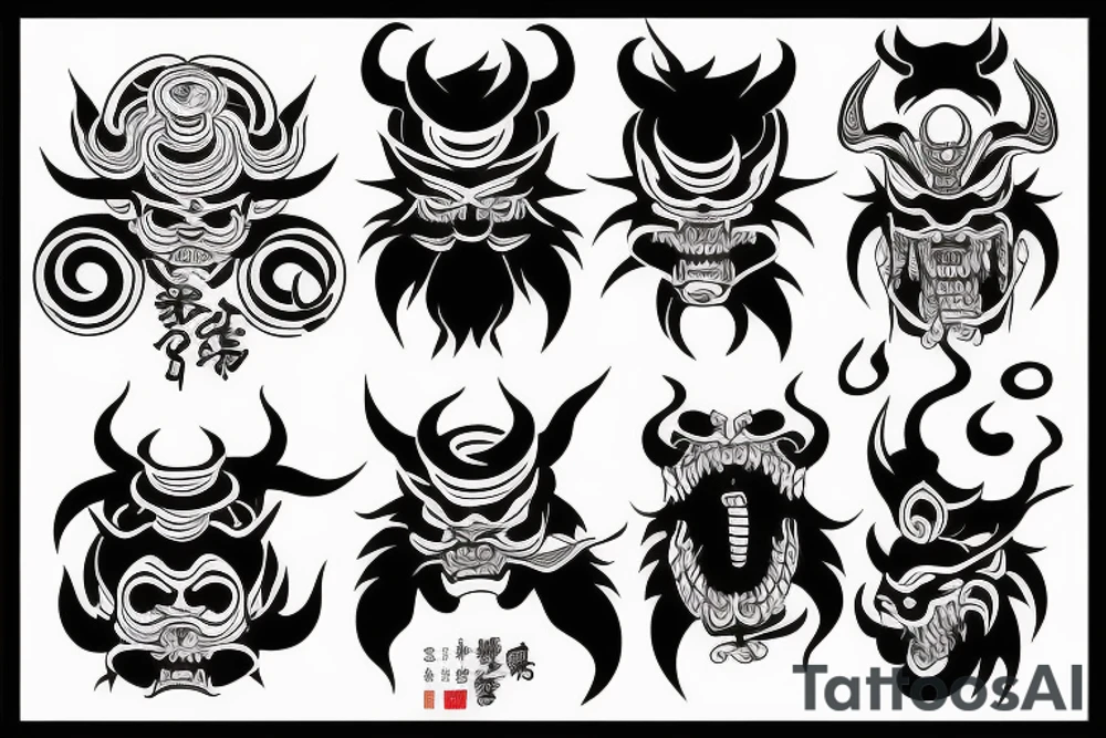 black japane demon tattoo idea