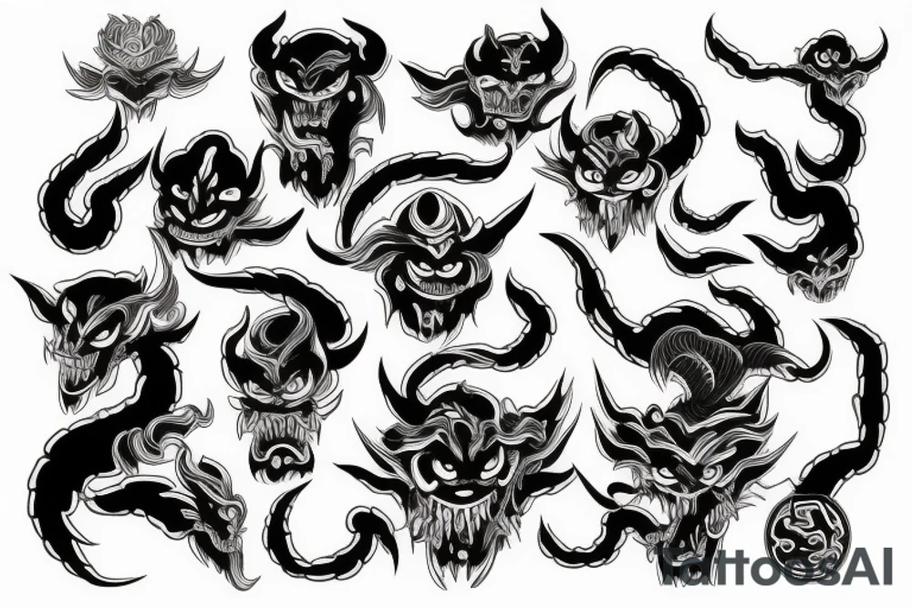 black japane demon tattoo idea