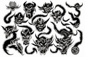 black japane demon tattoo idea