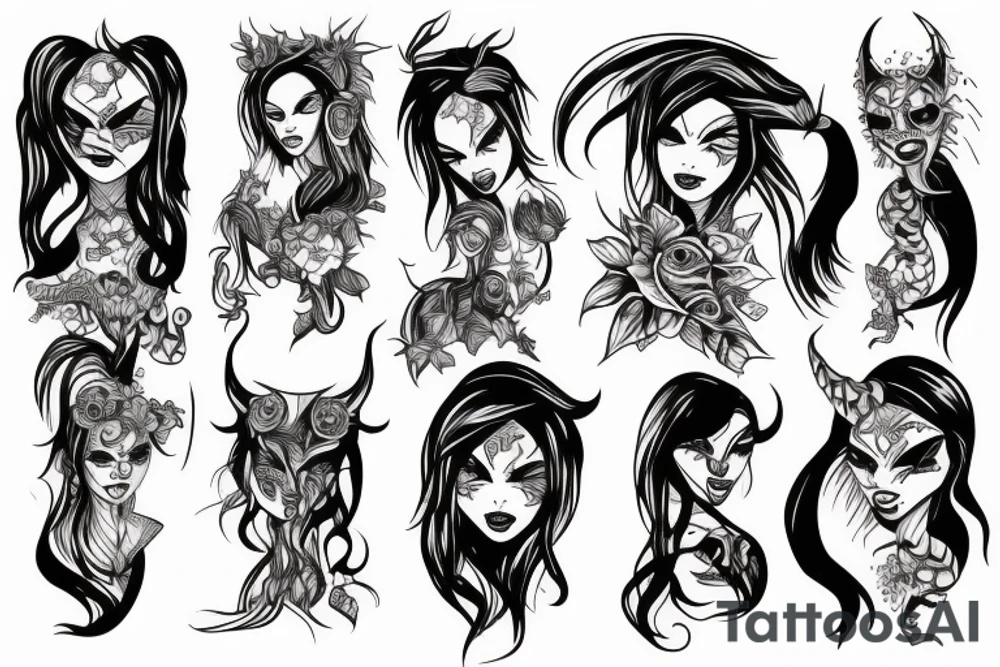 girl demon tattoo idea