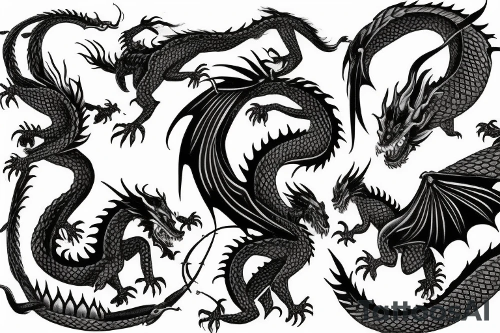 two dragons that flying with each other tattoo idea