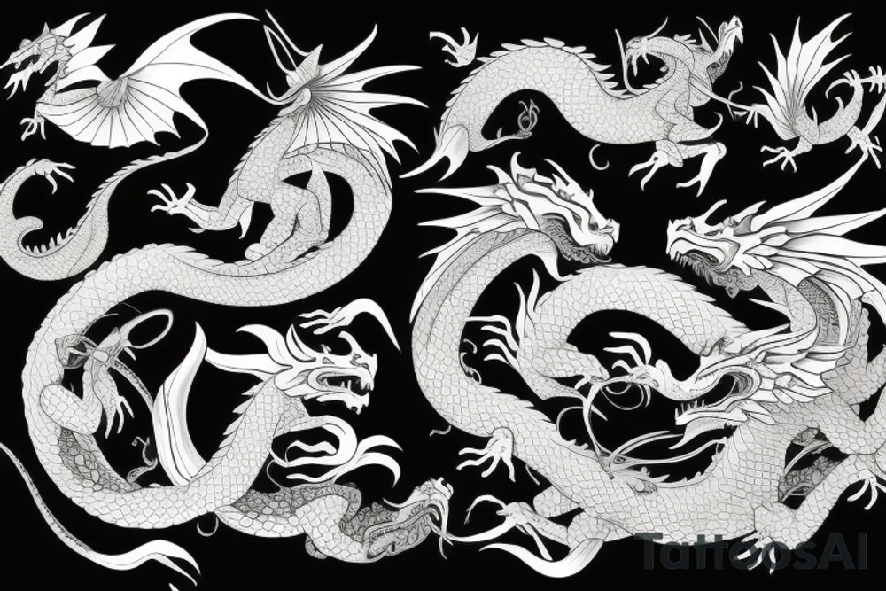 two dragons that flying with each other tattoo idea