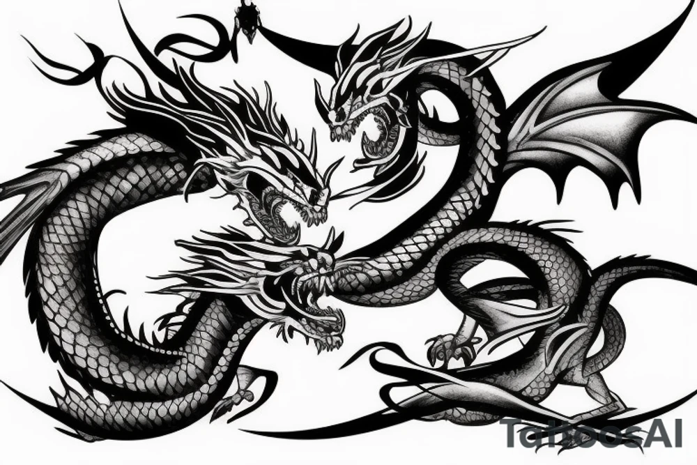 two dragons that flying with each other tattoo idea