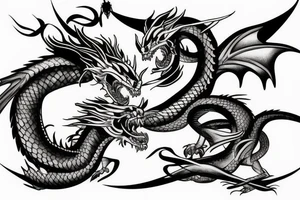 two dragons that flying with each other tattoo idea