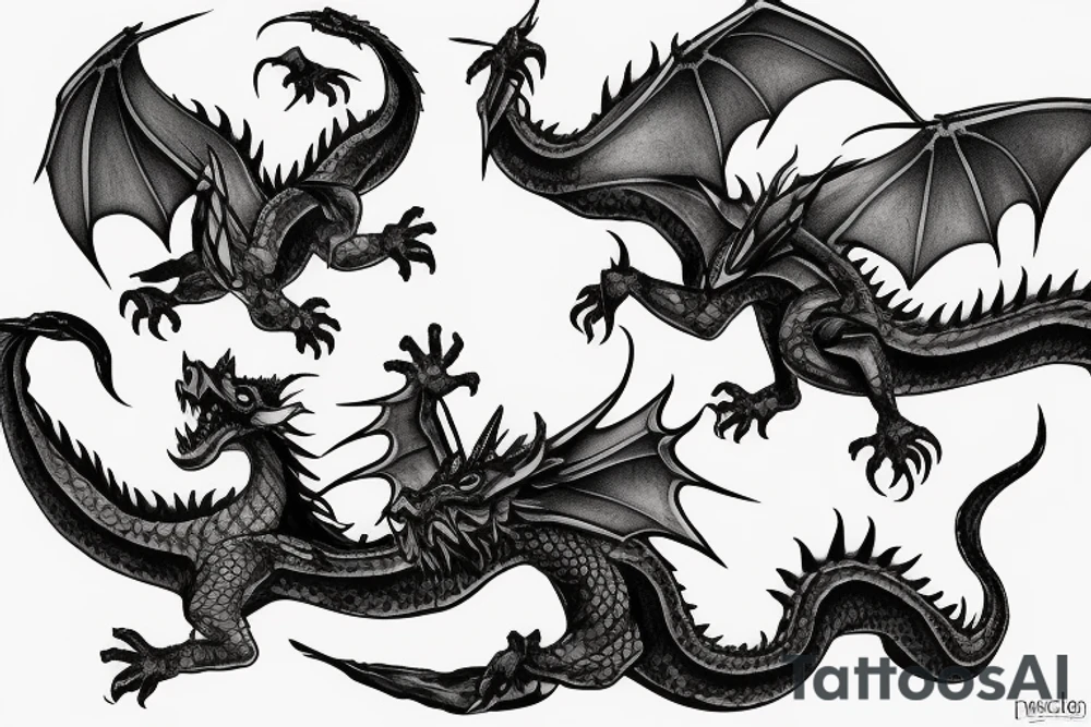 two dragons that flying with each other tattoo idea