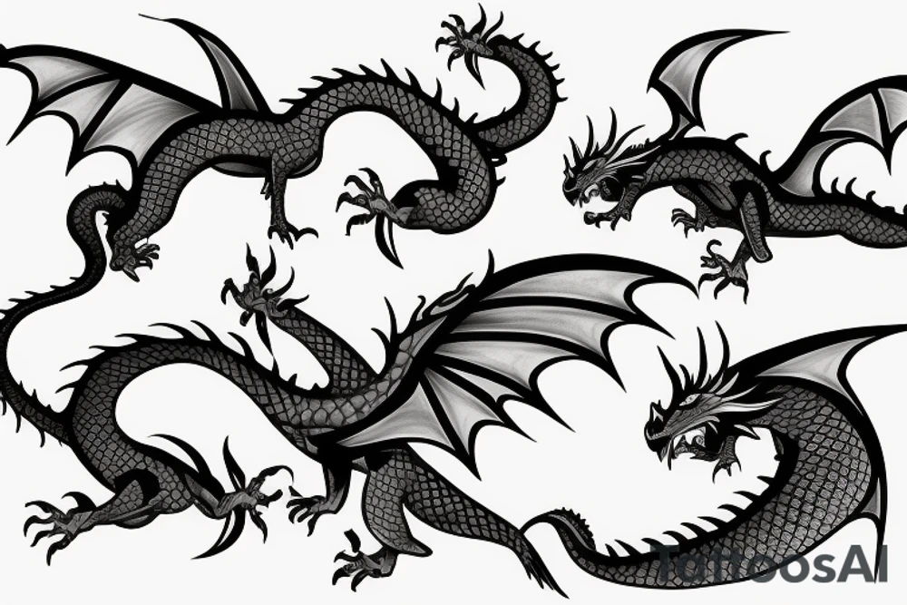 two dragons that flying with each other tattoo idea