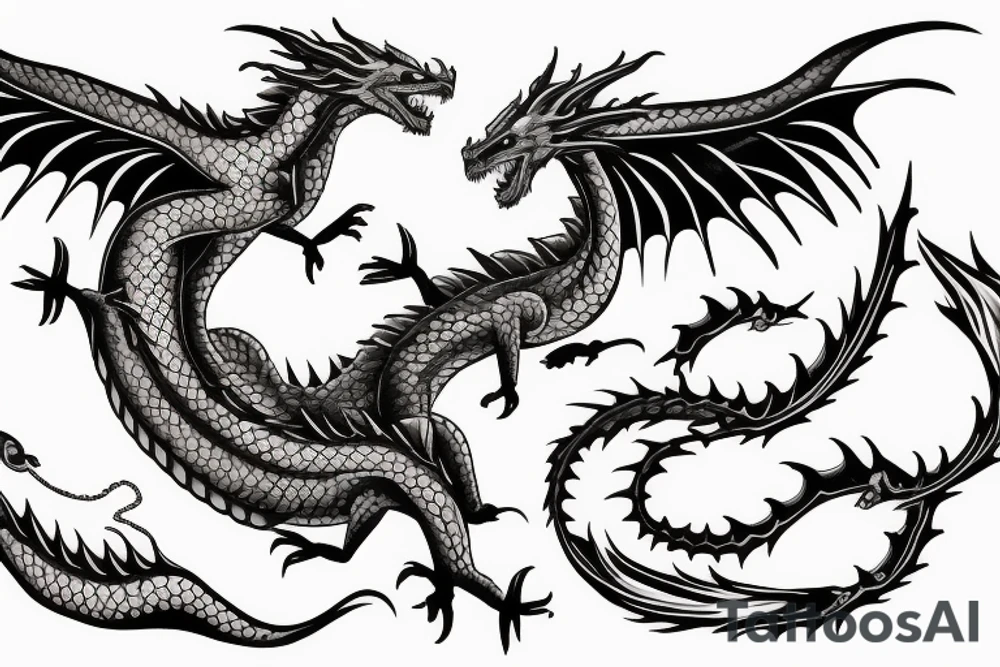 two dragons that flying with each other tattoo idea