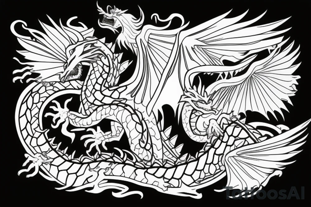 two dragons that flying with each other tattoo idea