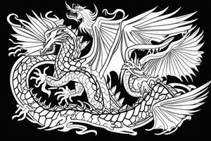 two dragons that flying with each other tattoo idea