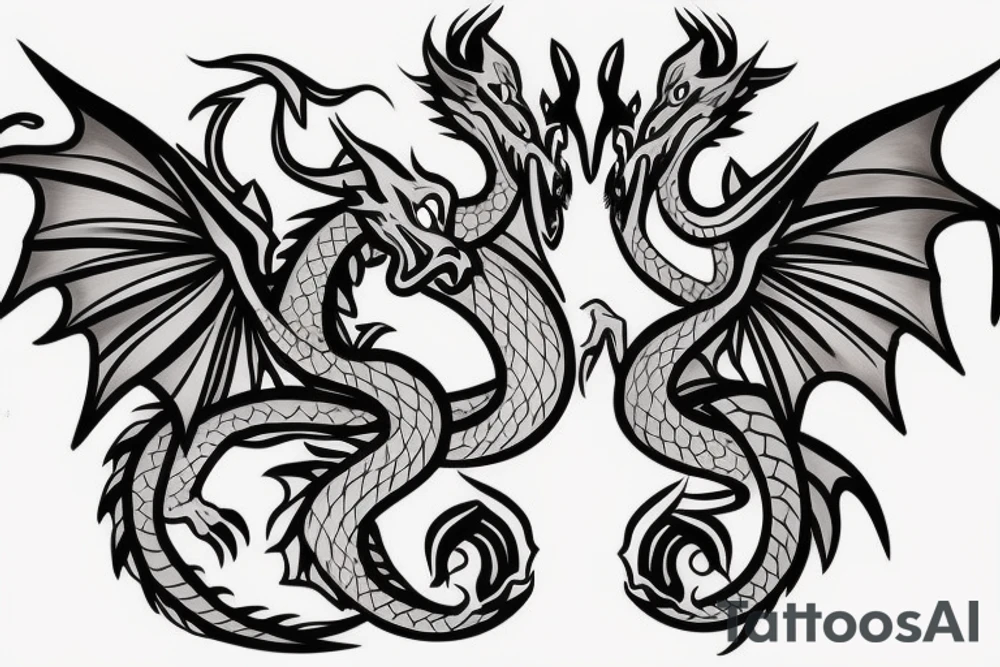 two dragons that flying with each other tattoo idea