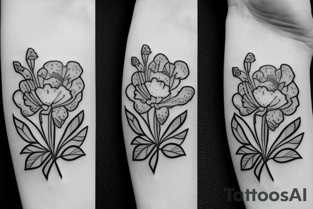 carnation with a square frame tattoo idea