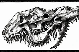 Dinosaur skull holding gun tattoo idea