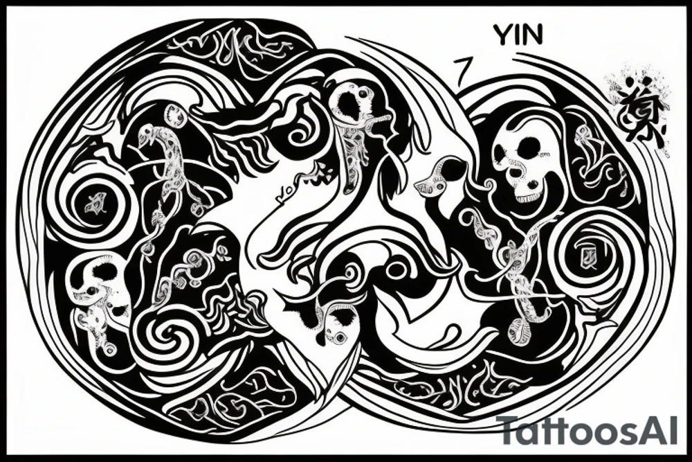 Yin yang incorporating the words 'memento mori' and 'memento vivere' tattoo idea