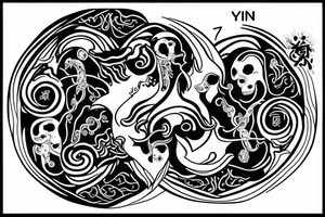Yin yang incorporating the words 'memento mori' and 'memento vivere' tattoo idea