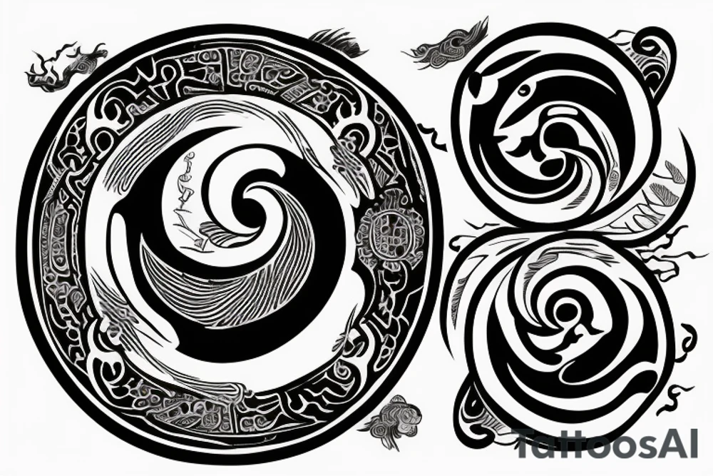 Yin yang incorporating the words 'memento mori' and 'memento vivere' tattoo idea