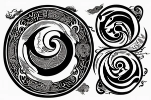 Yin yang incorporating the words 'memento mori' and 'memento vivere' tattoo idea