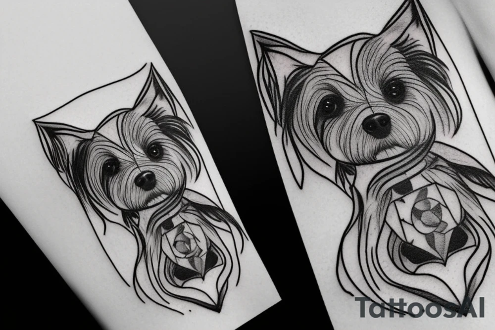 geometric maltese dog female tattoo idea