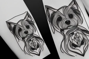 geometric maltese dog female tattoo idea