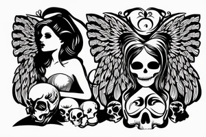 angel with a skull instead of a head tattoo idea