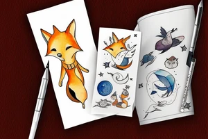 the little prince sitting with the fox on the planet tattoo idea
