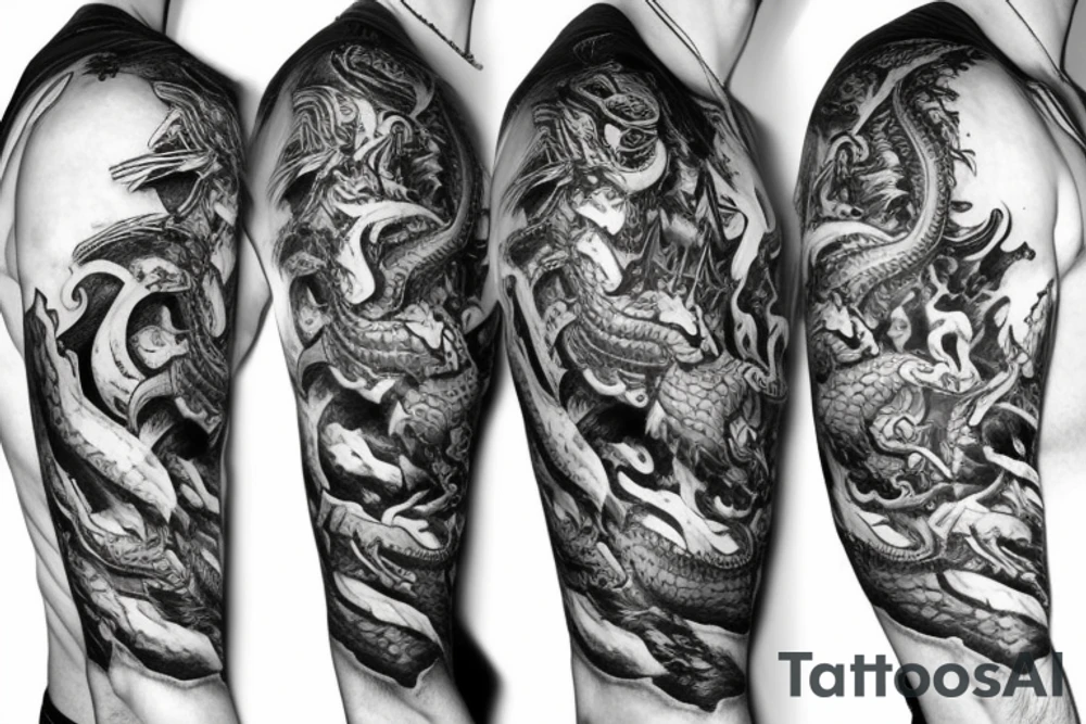 Sleeve Sword dragon tattoo idea