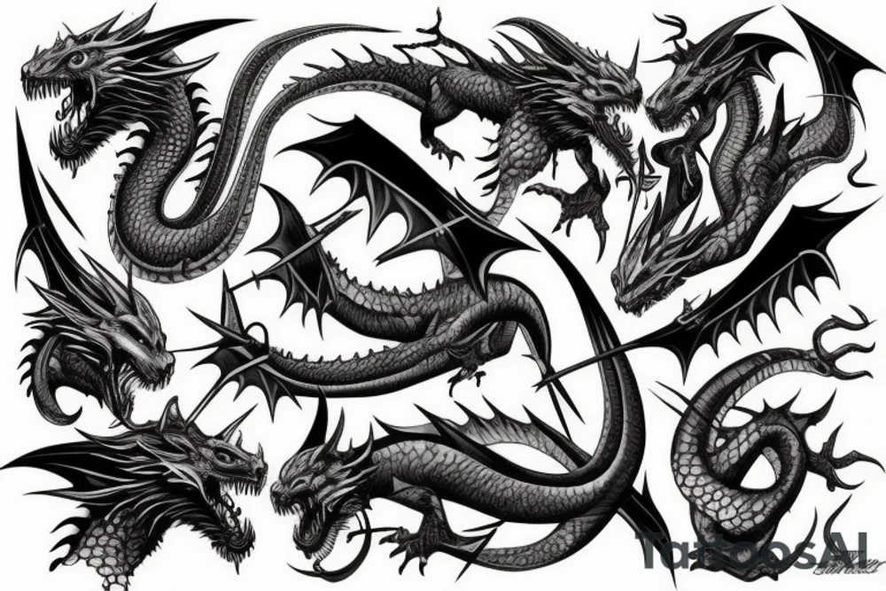 Sleeve Sword dragon tattoo idea
