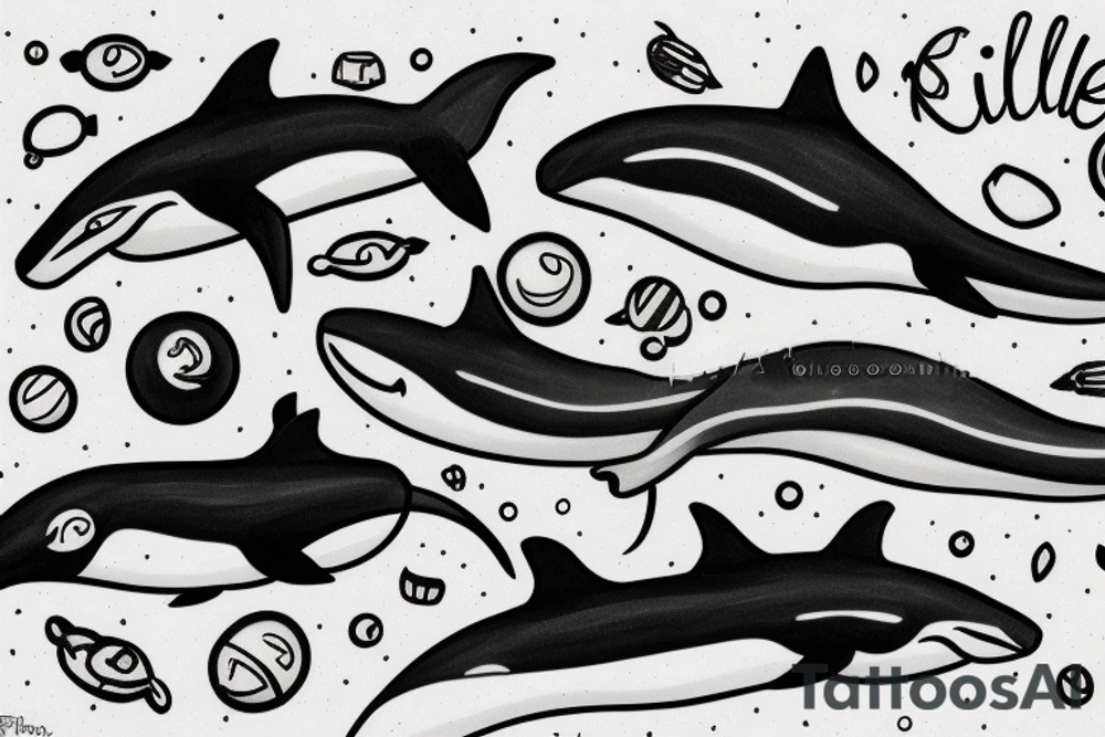 A killer whale roaming the universe tattoo idea