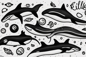 A killer whale roaming the universe tattoo idea