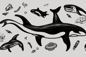 A killer whale roaming the universe tattoo idea