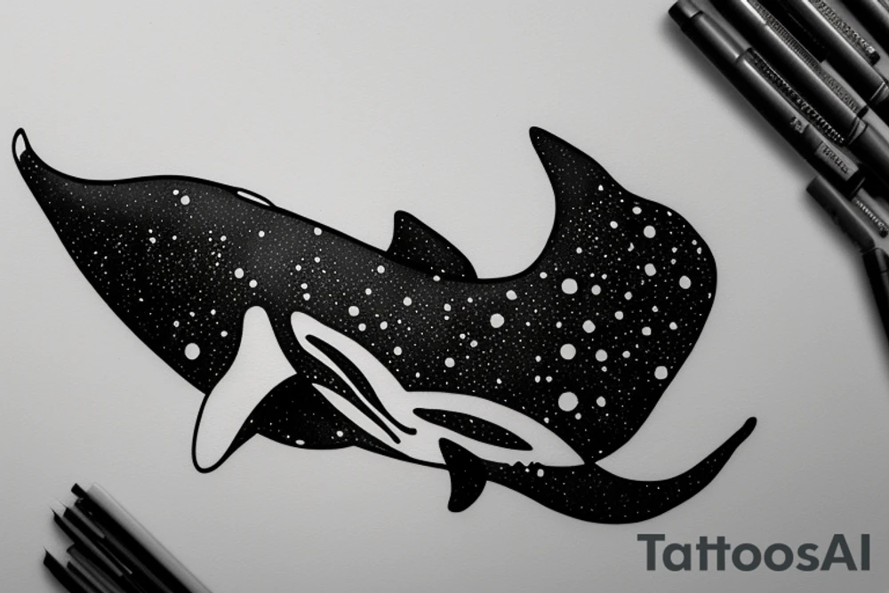 A killer whale wandering in the universe starry sky tattoo idea