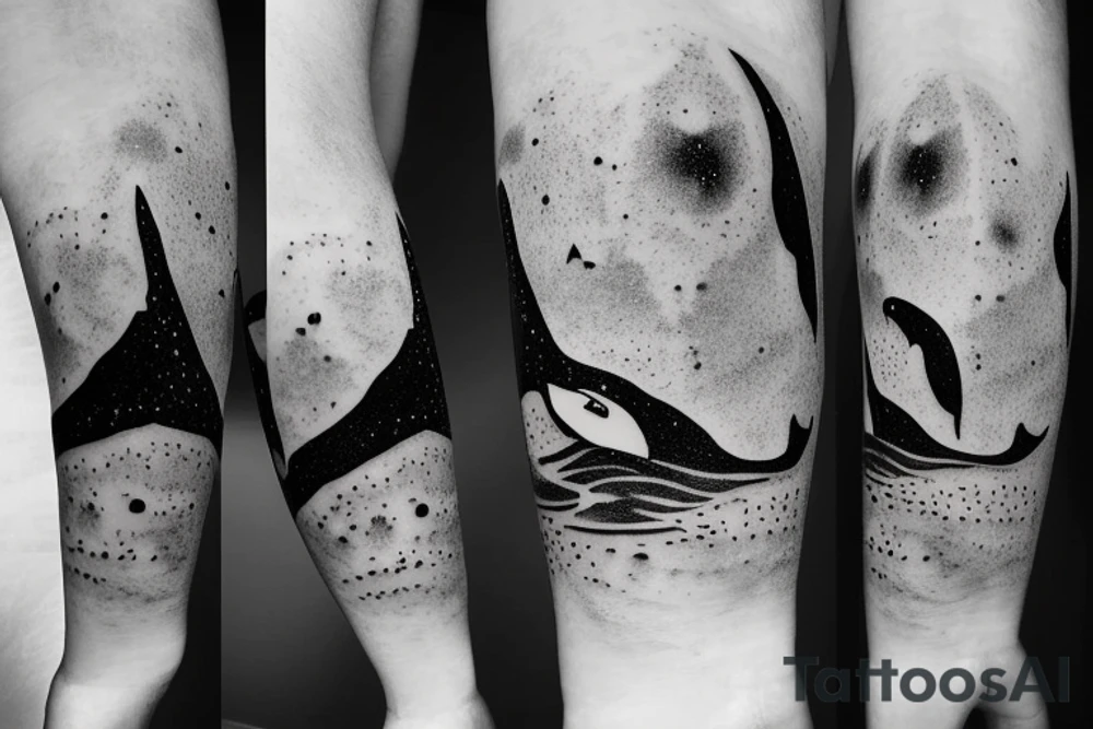 one killer whale swimming in the universe starry sky tattoo idea