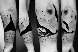 one killer whale swimming in the universe starry sky tattoo idea