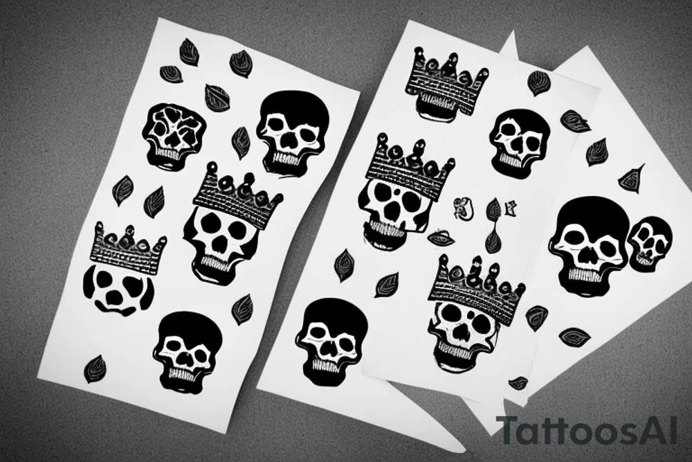 Skull with a crown tattoo idea