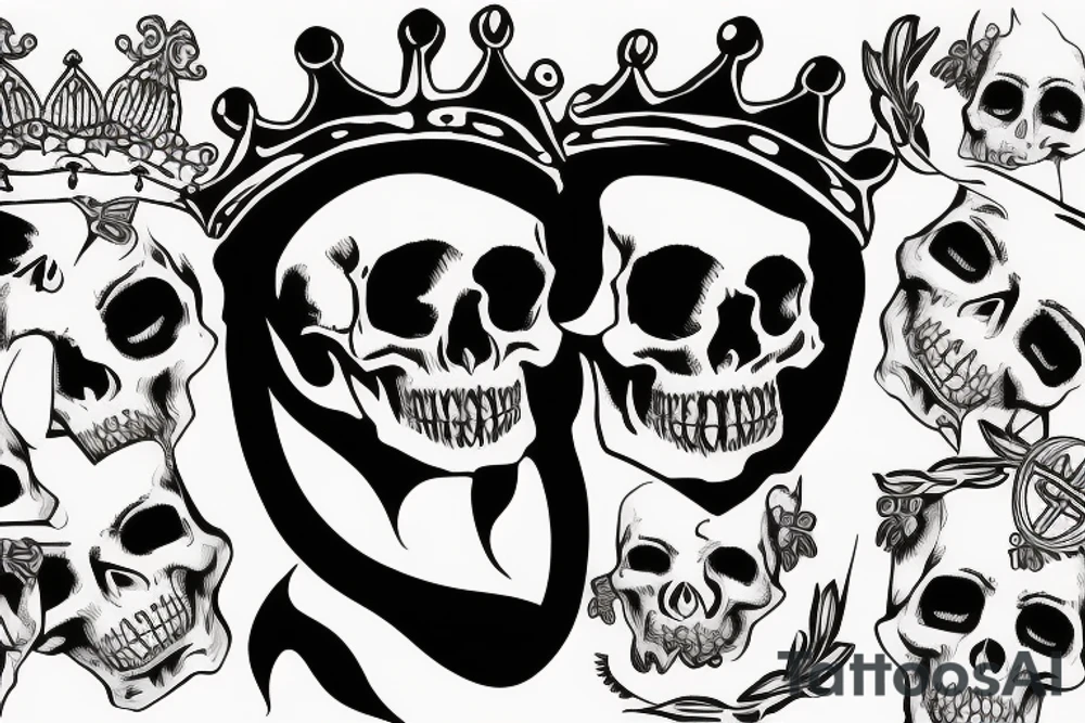 Skull with a crown tattoo idea