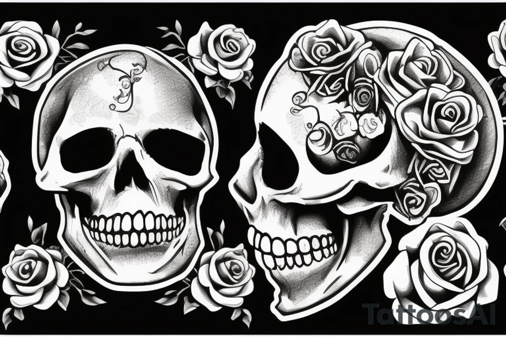 Queen Skull with rose tattoo idea