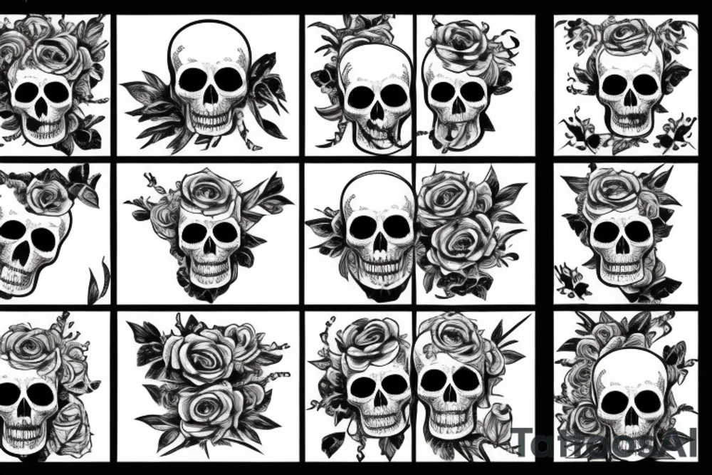 Queen Skull with rose tattoo idea