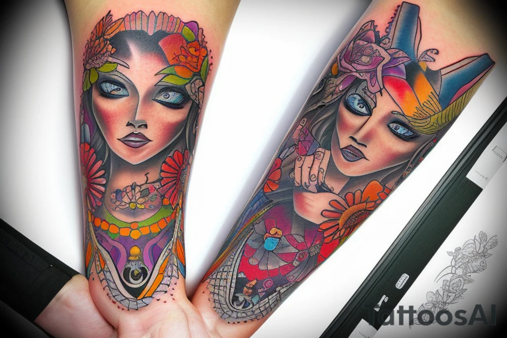 Swarrow color tattoo idea