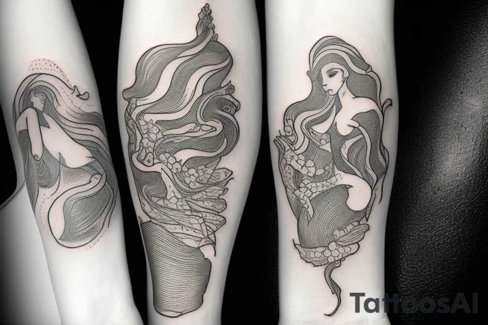 Woman rising out of the water tattoo idea